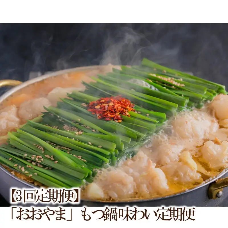 【3回定期便】「おおやま」もつ鍋 味わい定期便【034-0063】