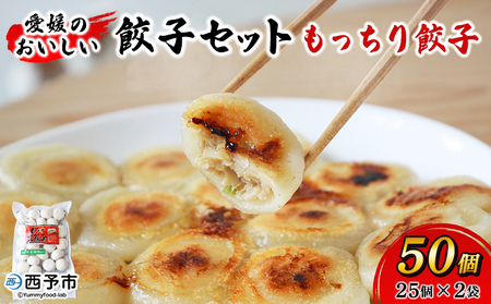 ＜愛媛のおいしい餃子セット もっちり餃子 合計50個(25個×2袋)＞ぎょうざ ギョーザ 餃子 国産 丸餃子 もっちり 国産野菜 ブランド豚 鍋 浅野食品 愛媛県 西予市【冷凍】『1か月以内に順次出荷予定』OAH0003