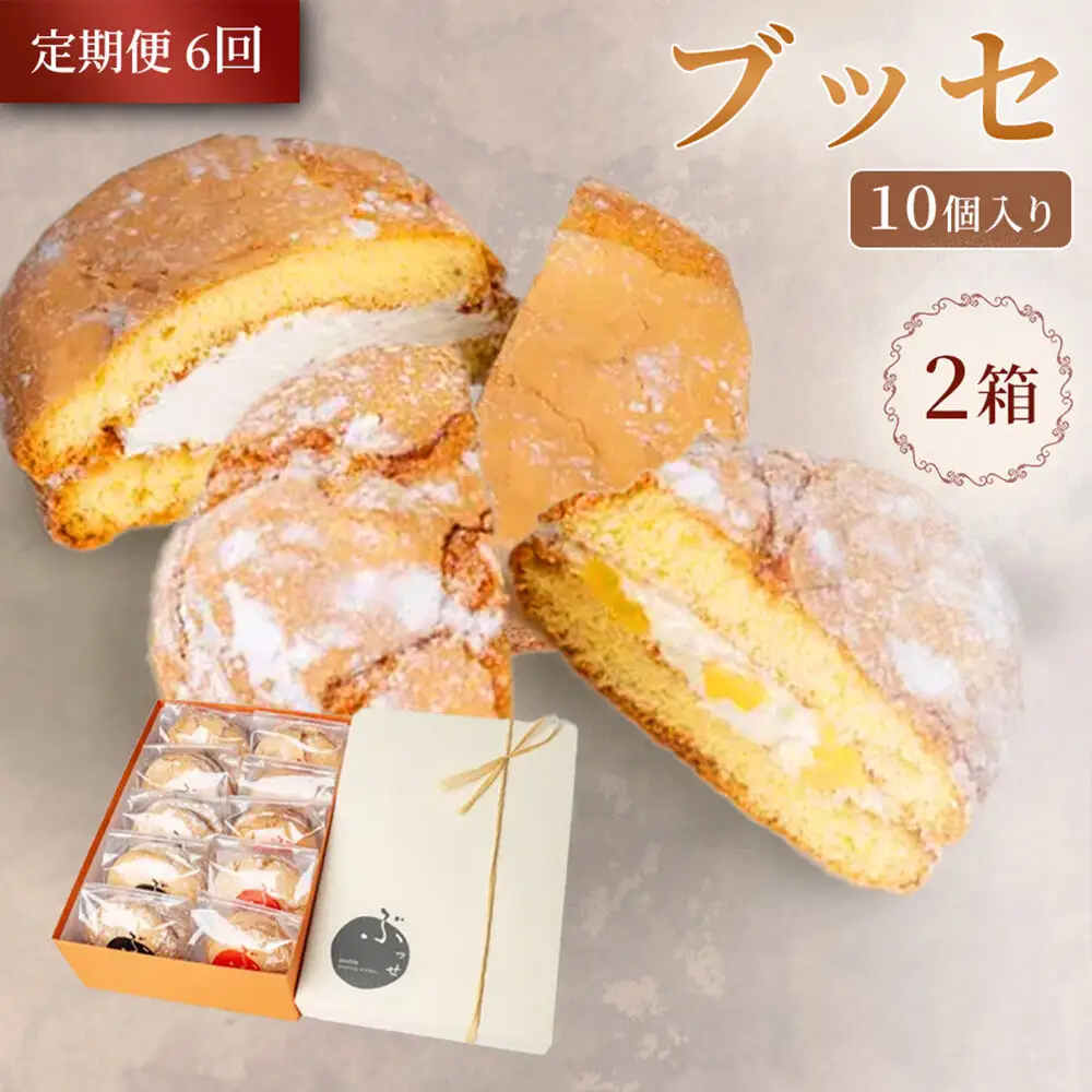 《定期便6ヶ月》【弘前グランメルシー】ブッセ 10個入（りんごチーズ 5個、塩バタークリーム 5個）2箱 青森県 焼き菓子 スイーツ 青森県産りんご デザート
