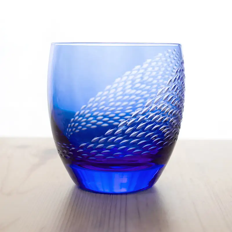 浅草切子 aquatic「回遊展開 丸オールド青藍」_0012-080-T07