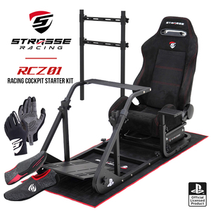 STRASSE RCZ01 レーシングコックピット スターターキット[シート/フロアマット/モニターベース/グローブ/シューズ付]／ コスティック 高級感 極上の座り心地 奈良県 御所市【cstk0025】