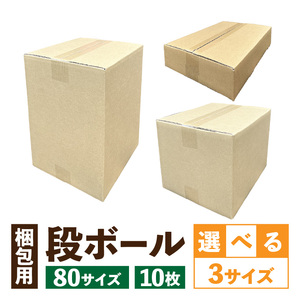 梱包用段ボール 80サイズ 10枚  梱包用 段ボール セット 選べる サイズ 規格 コンパクト 使いやすい 段ボール箱  梱包 衣類 収納 片付け 整理 DIY 工作 荷物 引っ越し 防災 備蓄 便利 フリマ 通販 配送 荷造り お取り寄せ 愛知県 小牧市 送料無料 [206A01]