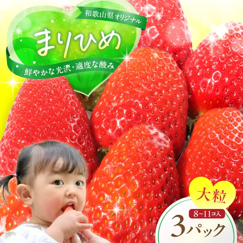 【0203-3】和歌山県オリジナルいちご「まりひめ」《先行予約》2027年2月下旬頃より順次発送予定【配送不可地域：北海道・青森・秋田・岩手・沖縄】