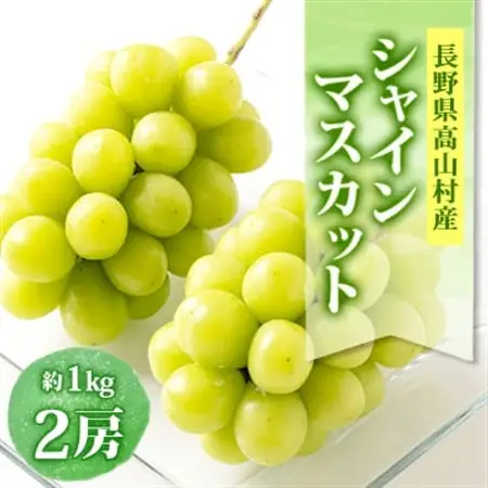 【2026発送】信州高山村 長野県産シャインマスカット　約1kg(2房入)【配送不可地域：離島・北海道・沖縄県】【1408176】
