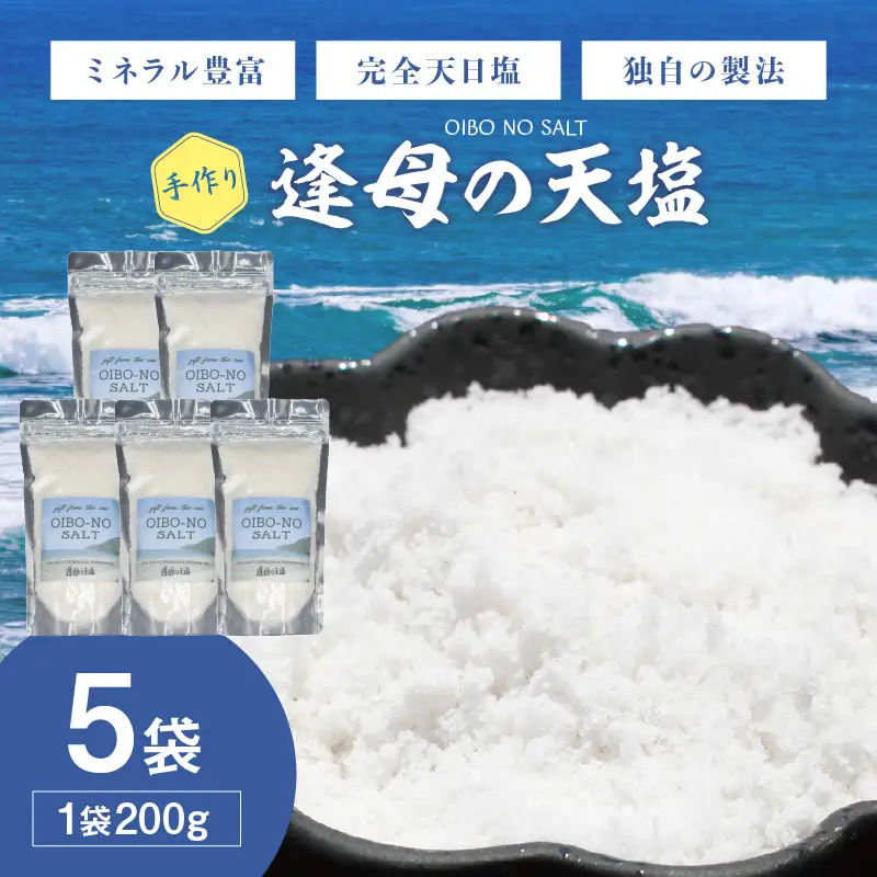 手作り天然塩 【逢母の天塩】200g×5パック【1260-1】