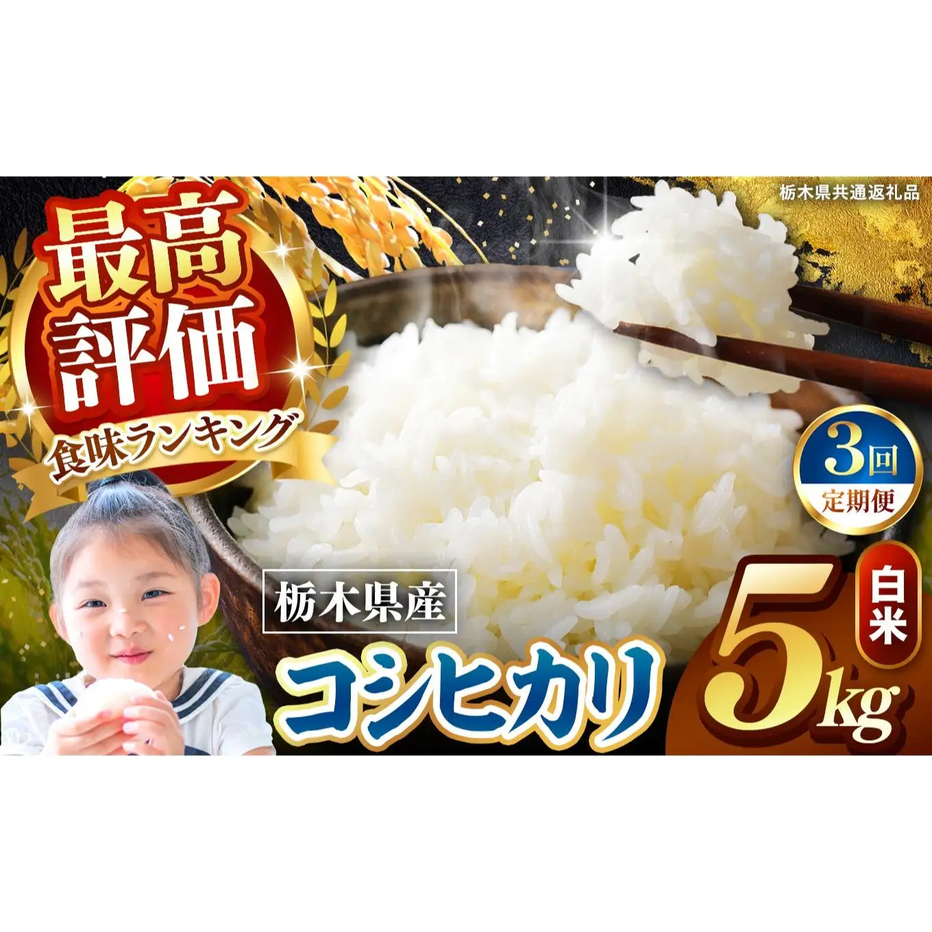 【定期便3回】栃木県産 こしひかり 白米 5kg 2026年 先行予約 | 栃木県 矢板市