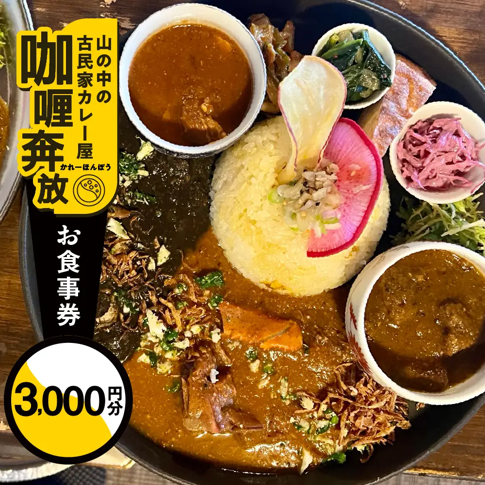 【咖喱奔放】食事券（3,000円分）【a035-1】
