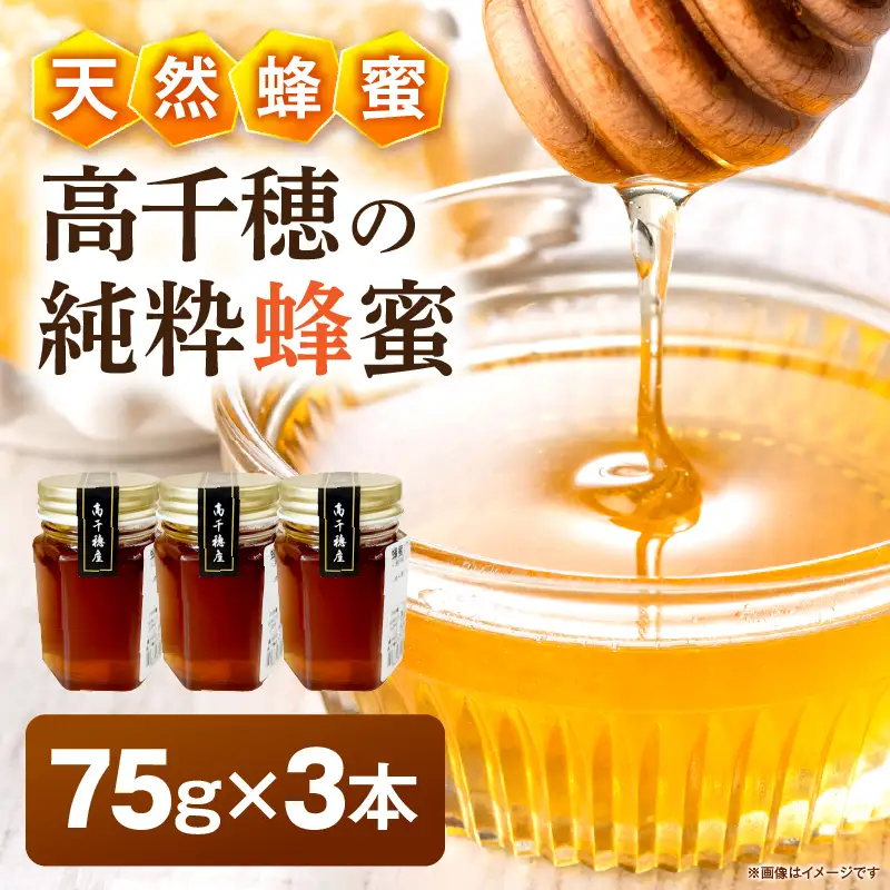 日本みつばち 高千穂の純粋蜂蜜 75g×3本|蜂蜜 はちみつ 日本みつばち 純粋蜂蜜 国産蜂蜜 天然蜂蜜 垂れ蜜 蜜蜂 希少 蜂蜜 濃厚 花 伝統製法 特産品 ふるさと納税 返礼品 宮崎県 高千穂町 | _Tk005-099-0753