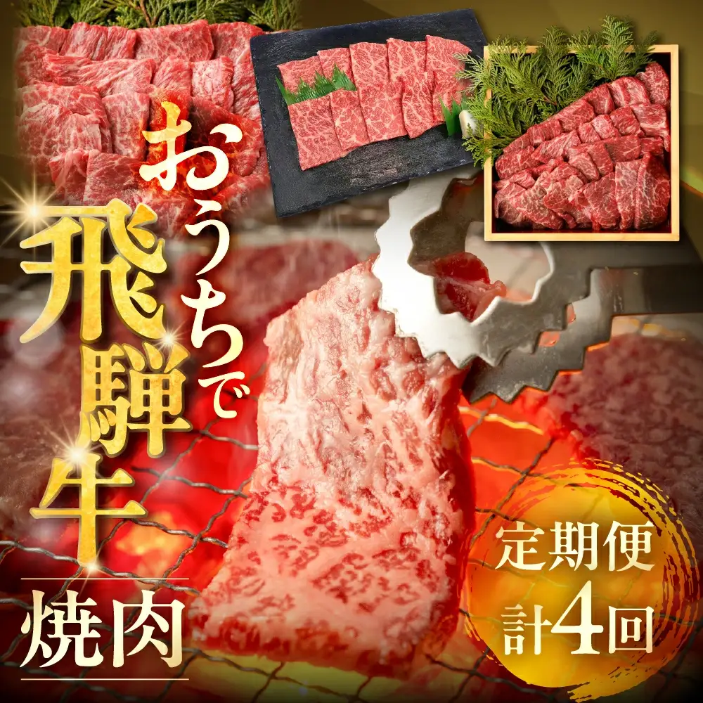 【定期便 4回】下呂の飛騨牛焼肉  定期便（萩原畜産直売店＆菊の井ミート）【tc15】