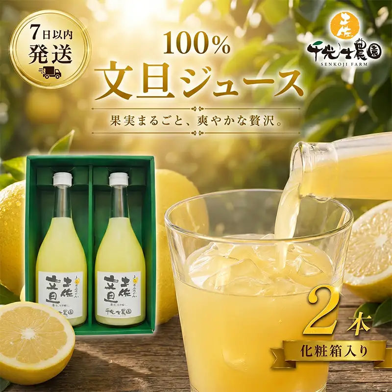 千光士農園の土佐文旦ジュース（化粧箱入り）2本セット