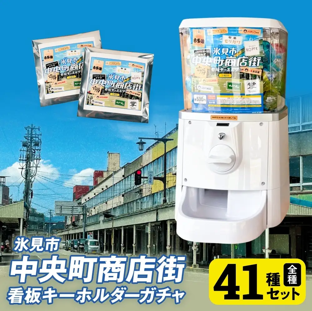 氷見市中央町商店街看板キーホルダーガチャ ［ 全41種コンプリートセット ］ キーホルダー ストラップ ガチャガチャ トレーディング 看板 富山県 氷見市 レトロ