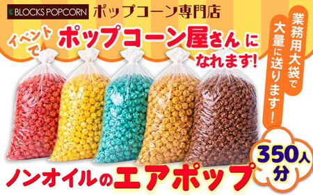ポップコーン専門店 イベントでポップコーン屋になれます 350人分ノンオイルのエアポップ 業務用大袋で大量に送ります (味をお選びください)