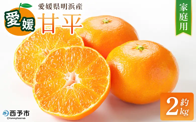 【先行予約】＜甘平 家庭用 約2kg＞ ご家庭用 かんぺい 高級 柑橘 ブランド みかん 蜜柑 訳あり 果物 くだもの フルーツ ミカン 愛媛 国産 ジューシー 明浜 特産品 笑丸 愛媛県 西予市【常温】『2027年2月上旬より順次出荷予定』AAN0076