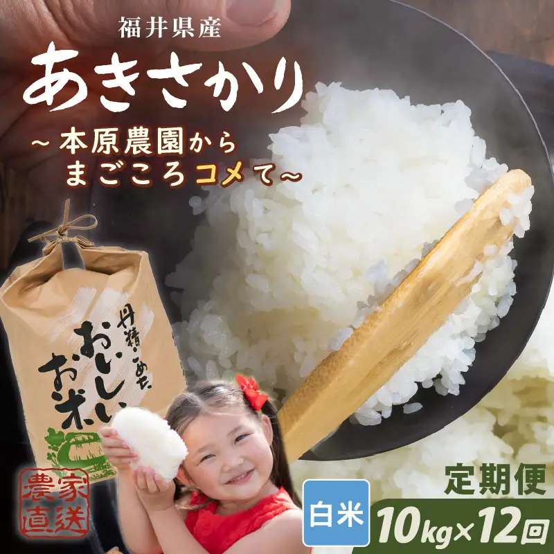 先行予約 令和8年産 新米 (白米) 定期便 12ヶ月連続お届け あきさかり 10kg (5kg×2袋) × 12回 計120kg ブランド米 米 2026年10月上旬以降順次発送 [O-8912_01]