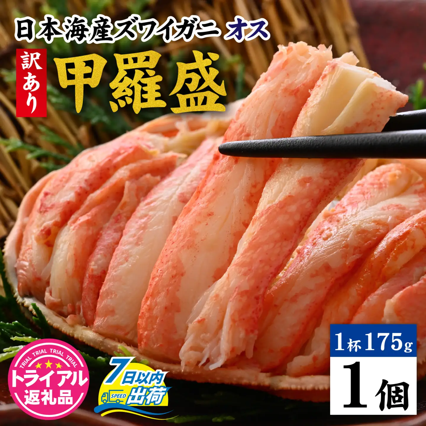 【トライアル返礼品】【訳あり】釜茹で　蟹好き集まれ！日本海産ズワイガニ(オス) 【甲羅盛175g前後× 1個】[A-096033] / かに 蟹 カニ