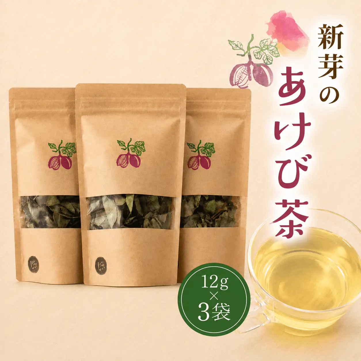 新芽のあけび茶 12g×3 / アケビ 岡山県 真庭市 しげや 【shigeya009-01】