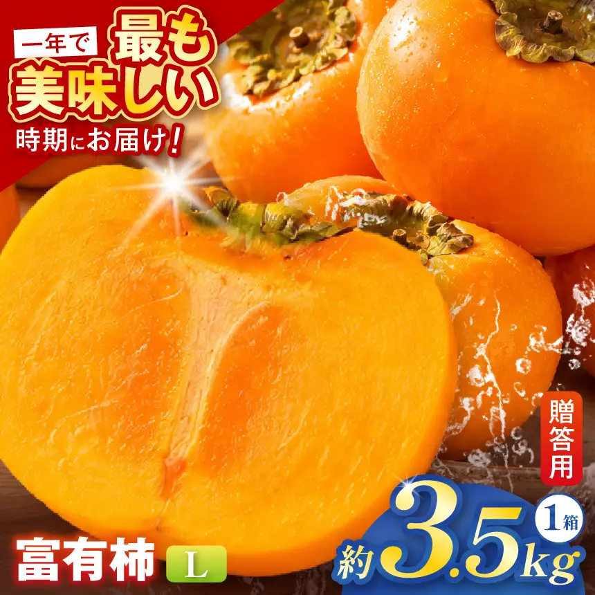 【贈答用】先行予約 令和8年11月中旬順次発送 富有柿 ( Lサイズ ・ 14個 ／ 3.5kg ) 1箱 | さのっち農園