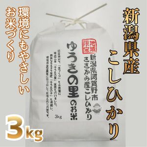 【令和8年産新米予約】 阿賀野市 ささかみ産 こしひかり 「ゆうきの里のお米」 3kg 新潟コンバイン 白米 精米 新潟県 コシヒカリ コシ 米 お米 ごはん ご飯 新米 新米予約 令和８年度産 10月上旬より順次発送予定 3P02009