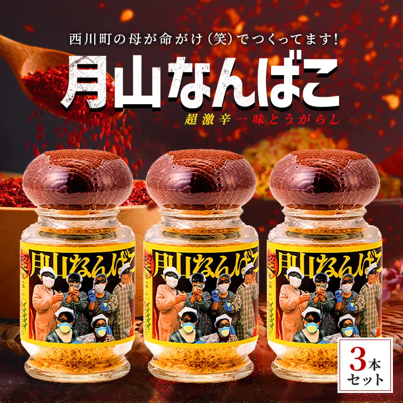 FYN9-733 山形県 西川町産 唐辛子使用！ 月山なんばこ 超激辛 3本セット 調味料 食品 香辛料 スパイス 唐辛子 とうがらし 辛い 手作り 命がけ 山形県 西川町 月山
