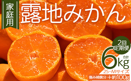 【２回定期便】露地みかん(2S～Mサイズ) 3kg 家庭用 訳ありみかん Wom-0007
