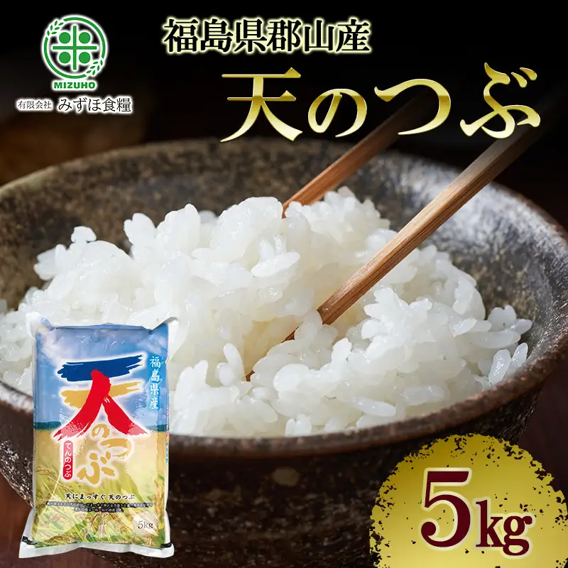 令和7年産 福島県郡山産 天のつぶ 5kg 精米 米 お米 白米 単一原料米 5キロ こめ コメ おこめ ご飯 ライス 福島県 郡山市産
