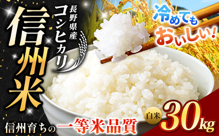 《 信州育ちの一等米品質 》長野県産 こしひかり 白米 約30kg | りんりん市場