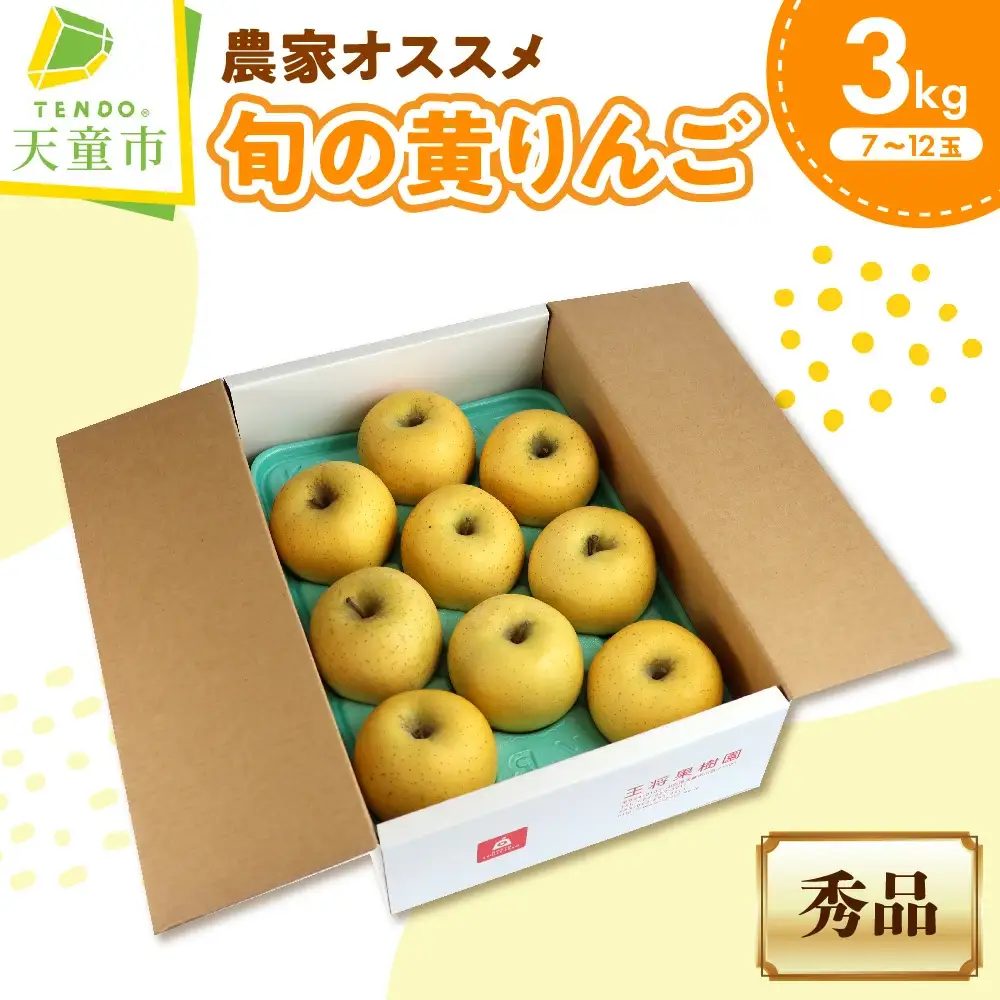 農家 オススメ 旬の黄 りんご 3㎏ 果物 山形 リンゴ