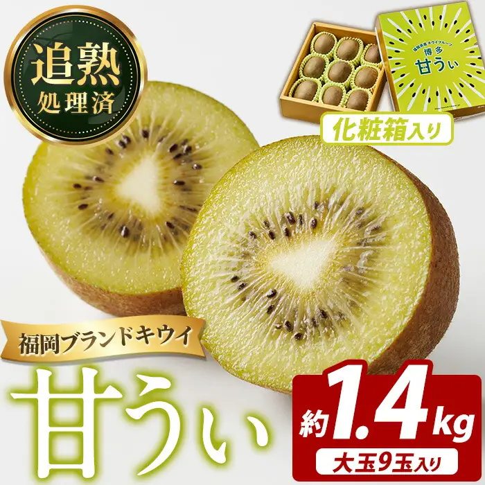＜先行予約受付中！2026年11月上旬～11月下旬に順次発送予定＞【化粧箱入り】福岡県ブランドキウイ 甘うぃ (約計1.4kg・大玉9玉) キウイ キウイフルーツ キュウイ あまうぃ フルーツ 生 国産 果物 くだもの 贈答用 【農産物直売所ほたるの里】as52-031
