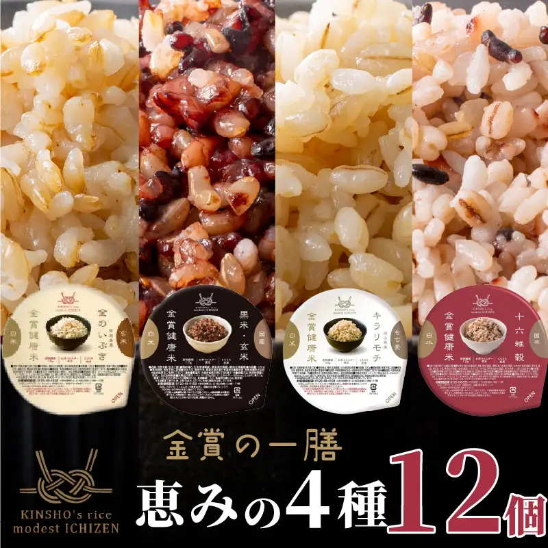 【金賞の一膳 恵みの4種】玄米 雑穀米 12個 ご飯パック 食べ比べ