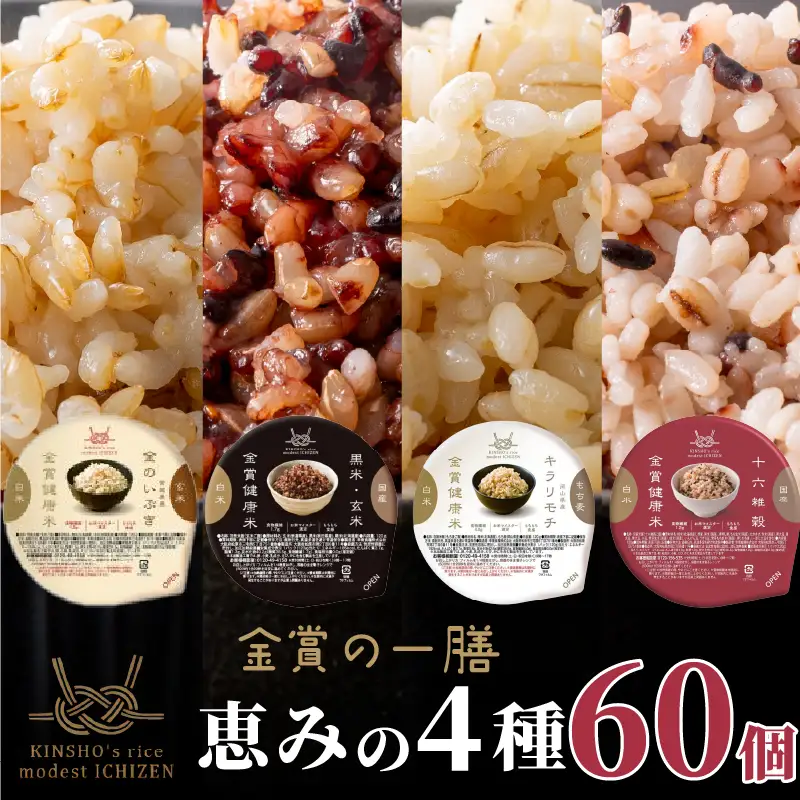 【金賞の一膳 恵みの4種】玄米 雑穀米 120g×60個 ご飯パック 食べ比べ