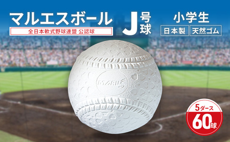 軟式野球ボール マルエス J号球 公認球 軟式野球ボール【5ダース 60球】
