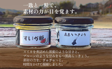素材をぎゅぎゅっと凝縮セット スイカ糖 70g ＋ 黒島 らっきょう 40g 各一瓶  ソース 島らっきょう 瓶 美味しい 朝食 スイーツ すいか 西瓜 淡路島 洲本市