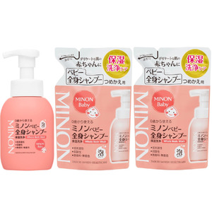ミノンベビー全身シャンプー１本、詰替用２個セット