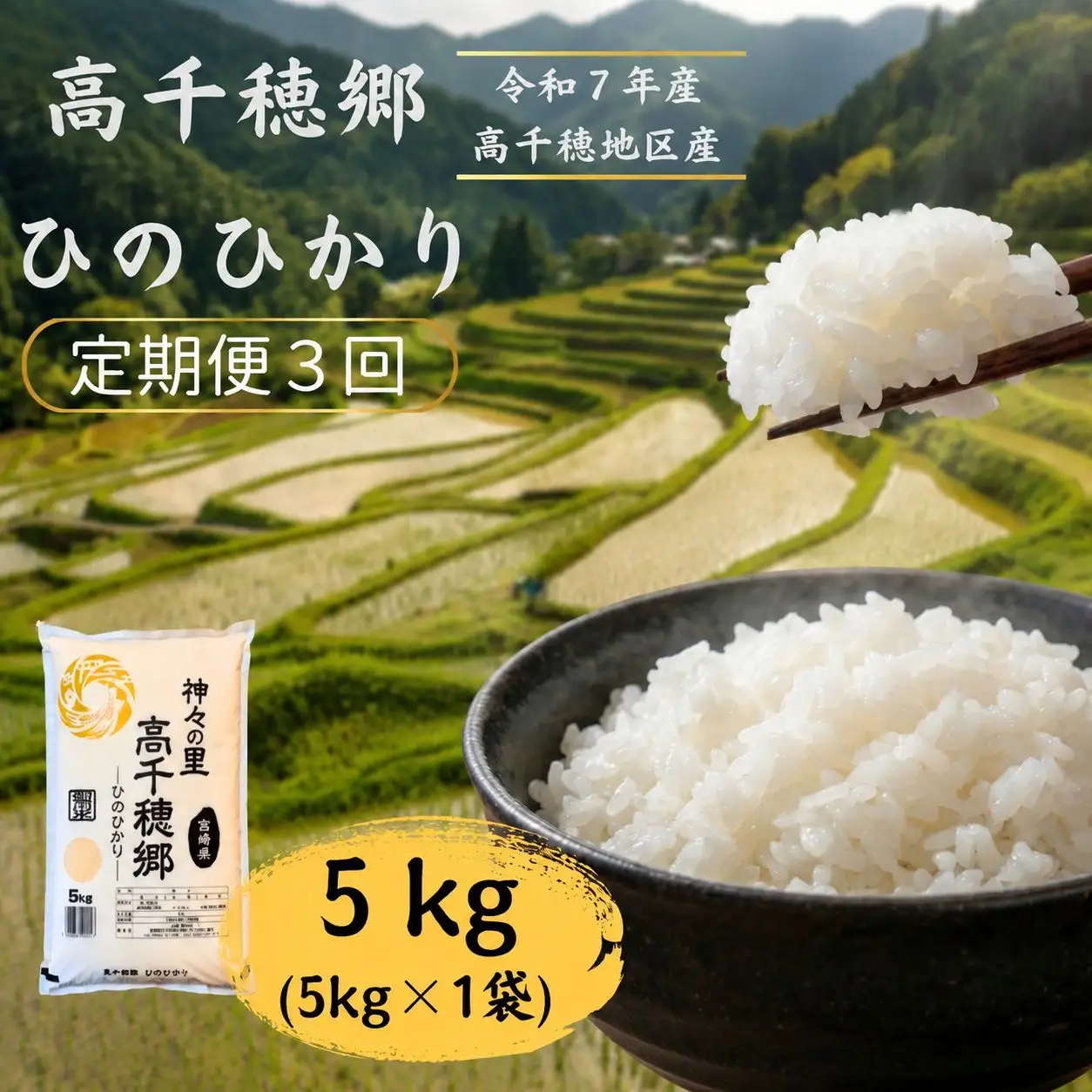 【3回定期便】高千穂郷 ひのひかり 5kg （ 5kg × 1袋 ）