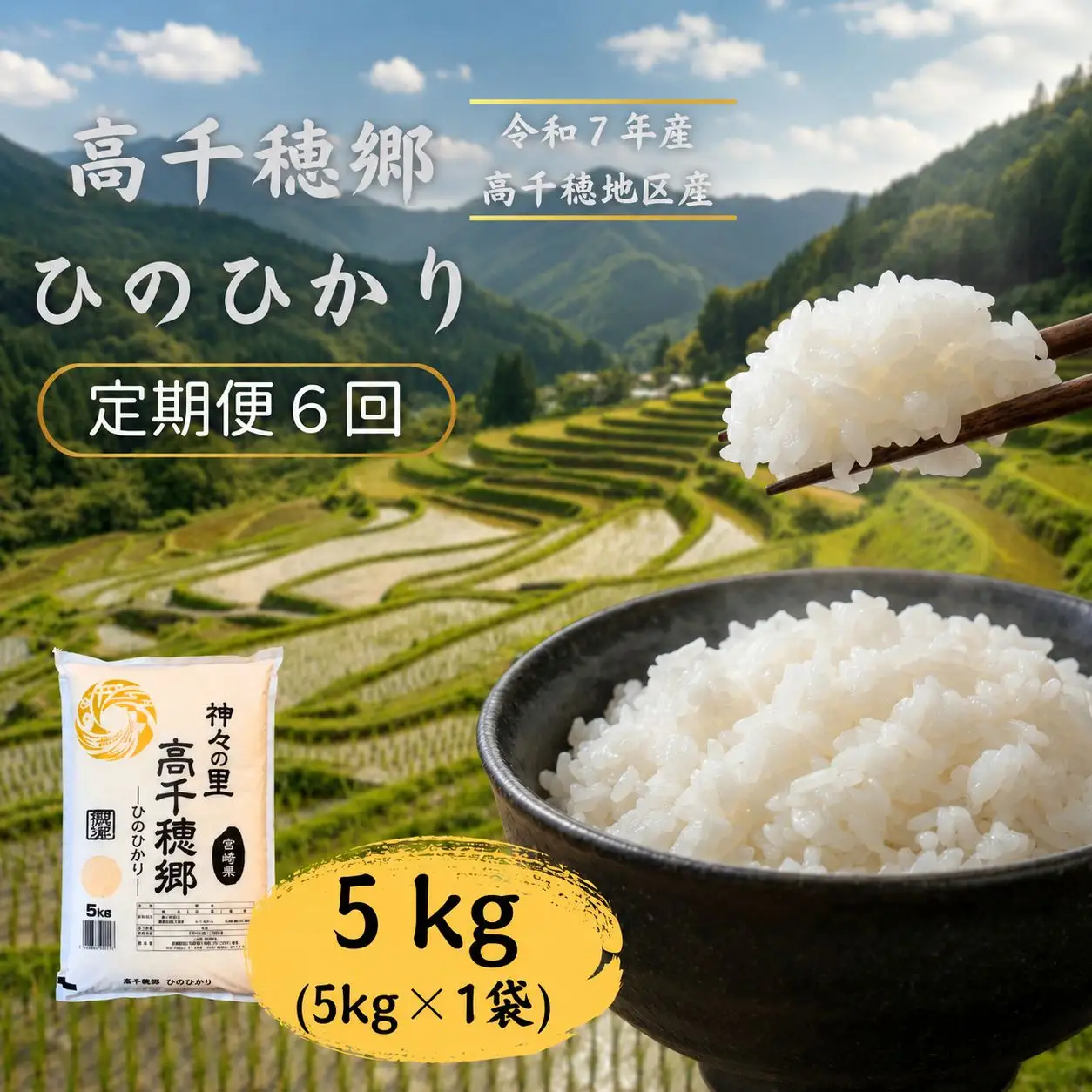 【6回定期便】高千穂郷 ひのひかり 5kg （ 5kg × 1袋 ）