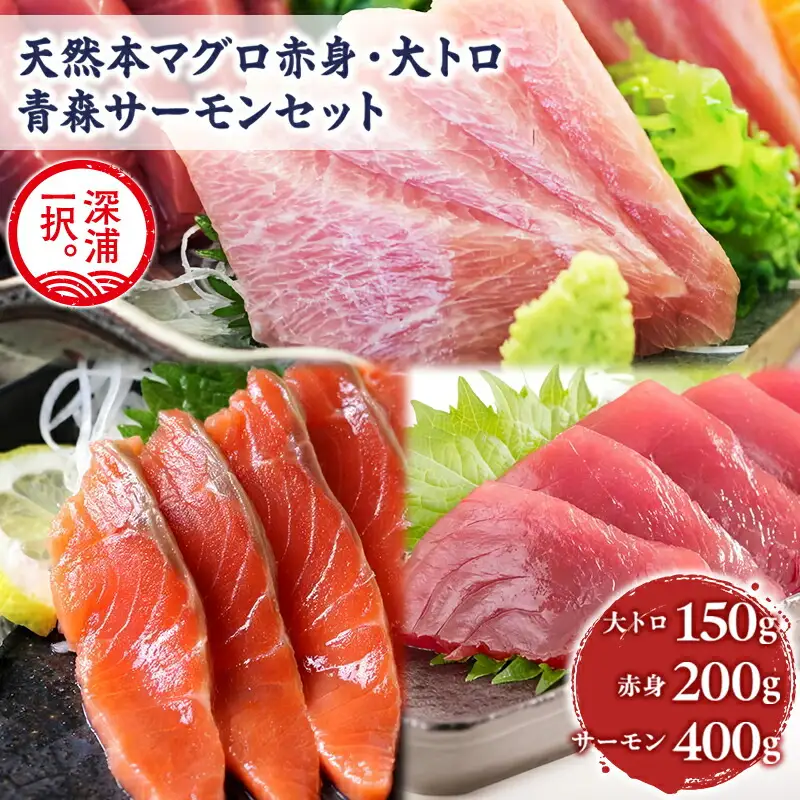 青森サーモン＆天然 本マグロ 赤身 大トロ セット 計750g 国産 青森 サーモン 本鮪[fu-0012-003]