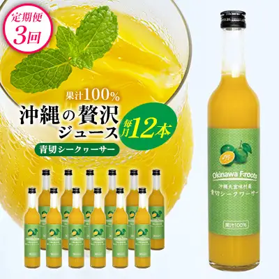 【定期便：3回】沖縄の贅沢ジュース 12本 青切シークヮサージュース