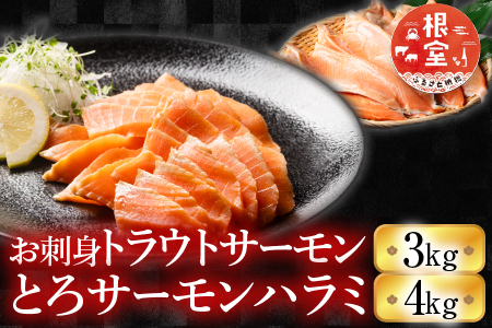 お刺身トラウトサーモン3kg＆とろサーモンハラミ4㎏セット D-09003