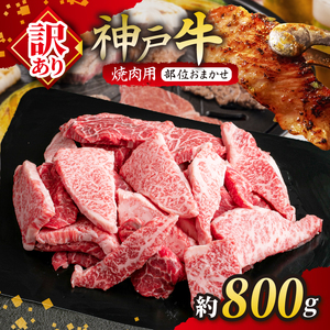 KGY1ｰ2 神戸牛 訳あり 焼肉用（部位おまかせ）800g | 肉 牛肉 神戸牛 焼肉 かた もも ばら グルメ 兵庫県 上郡町