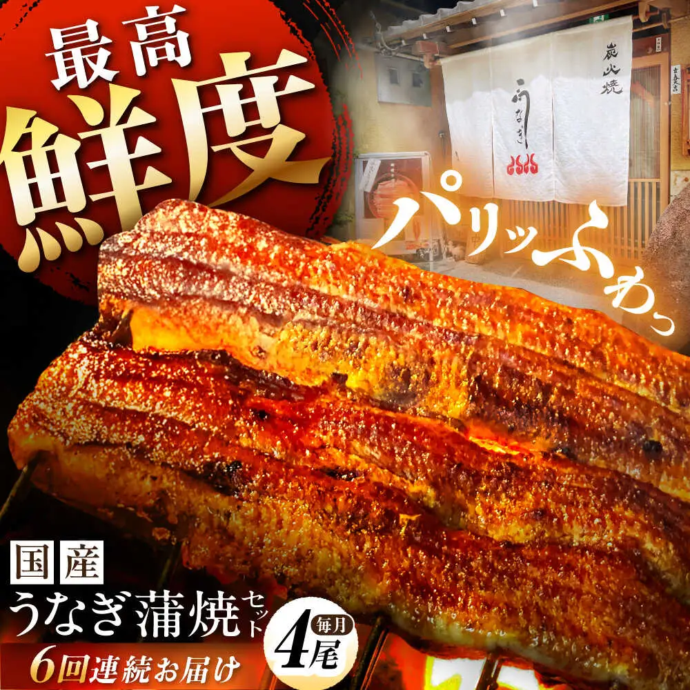 【6回定期便】国産うなぎ 蒲焼 4尾 / 多幸八 [AWBL014]うなぎ