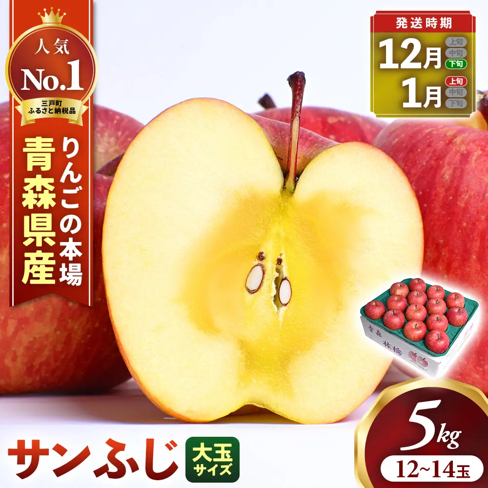 青森県産りんご 大玉 サンふじ 約5kg 12月下旬～ りんご