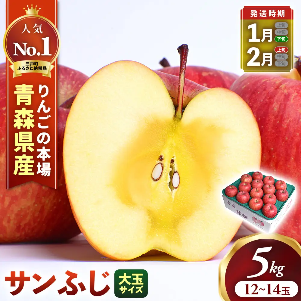 青森県産りんご 大玉 サンふじ 約5kg 1月下旬～ りんご