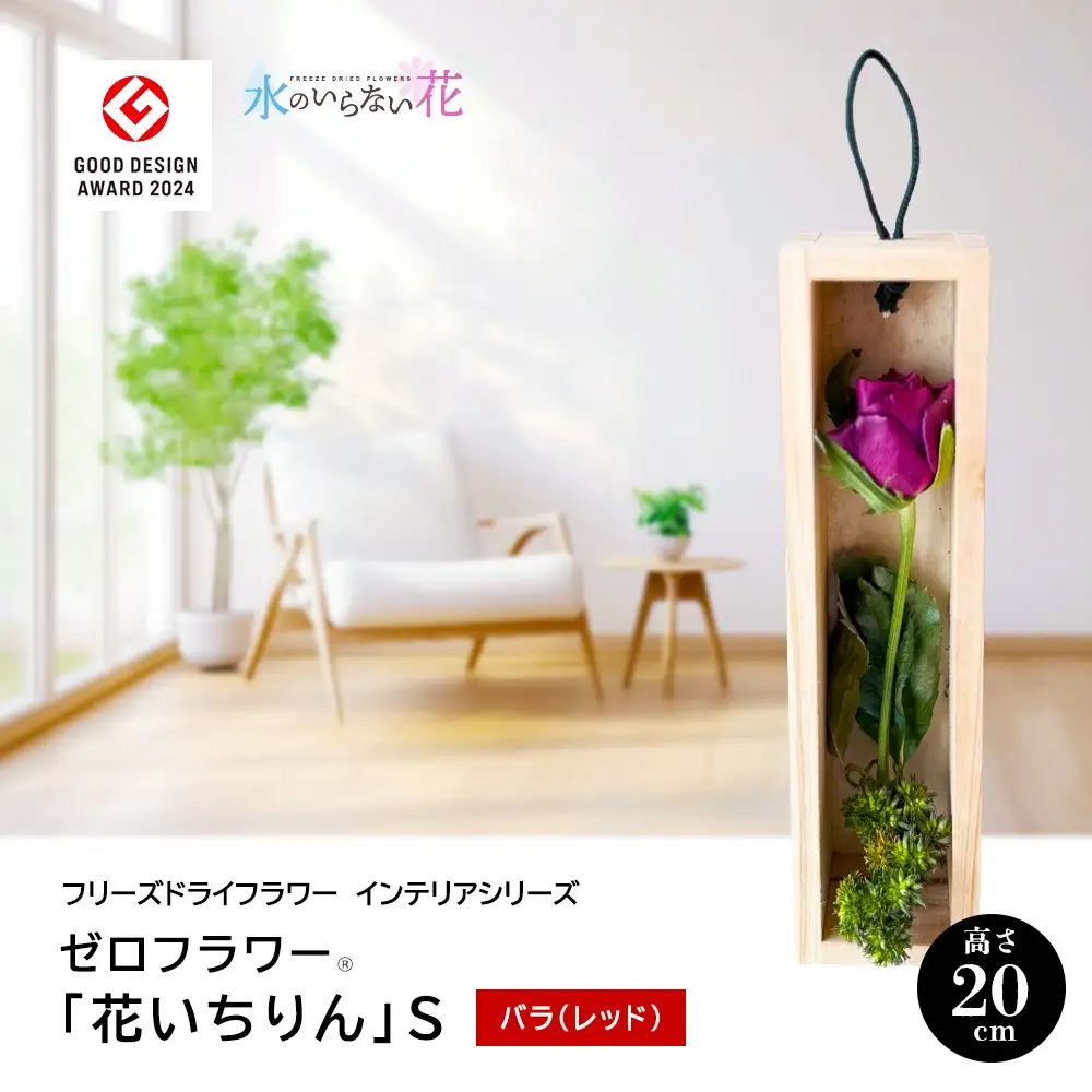 SL0278　水のいらない花　ゼロフラワー「花いちりん」 S　バラ（レッド）