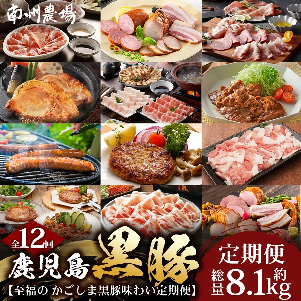【全12回】至福の かごしま黒豚 味わい定期便 NS-37 | 鹿児島 かごしま 豚 豚肉 ぶた おかず しゃぶしゃぶ 餃子 味噌漬け 生ハム 生姜焼き ハンバーグ ウインナー ハム ソーセージ 焼き豚 切り落とし もも肉 肩ロース バラ 人気 定期便 鹿児島県 南大隅町