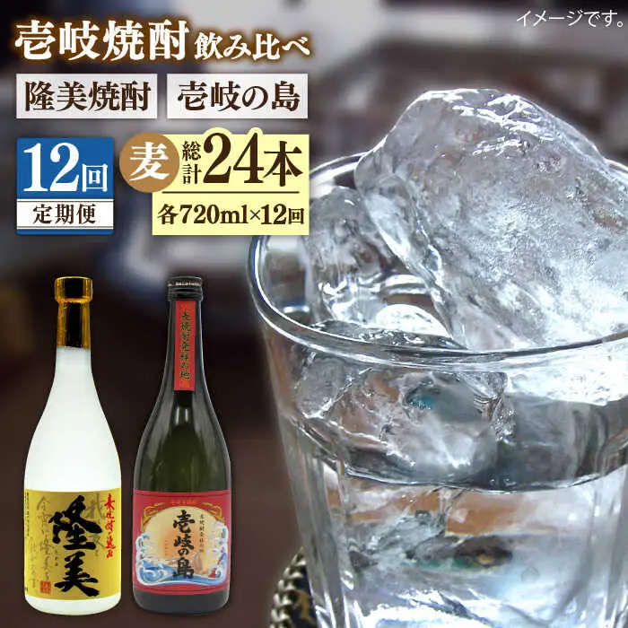 【全12回定期便】隆美焼酎と壱岐の島 25度 720ml 2本入りセット 《壱岐市》【天下御免】[JDB230]