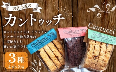 古代小麦の カントゥッチ 3種類（ 柑橘ピール と ヘーゼルナッツ ・ ココナッツ と レーズン ・ ビターチョコ ）  スイーツ お菓子 おかし 洋菓子 焼き菓子 おやつ 