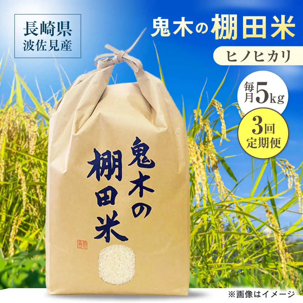 【鬼木の棚田米】【全3回定期便】 ヒノヒカリ 5kg 波佐見町産 【冨永米穀店】[ZF20]
