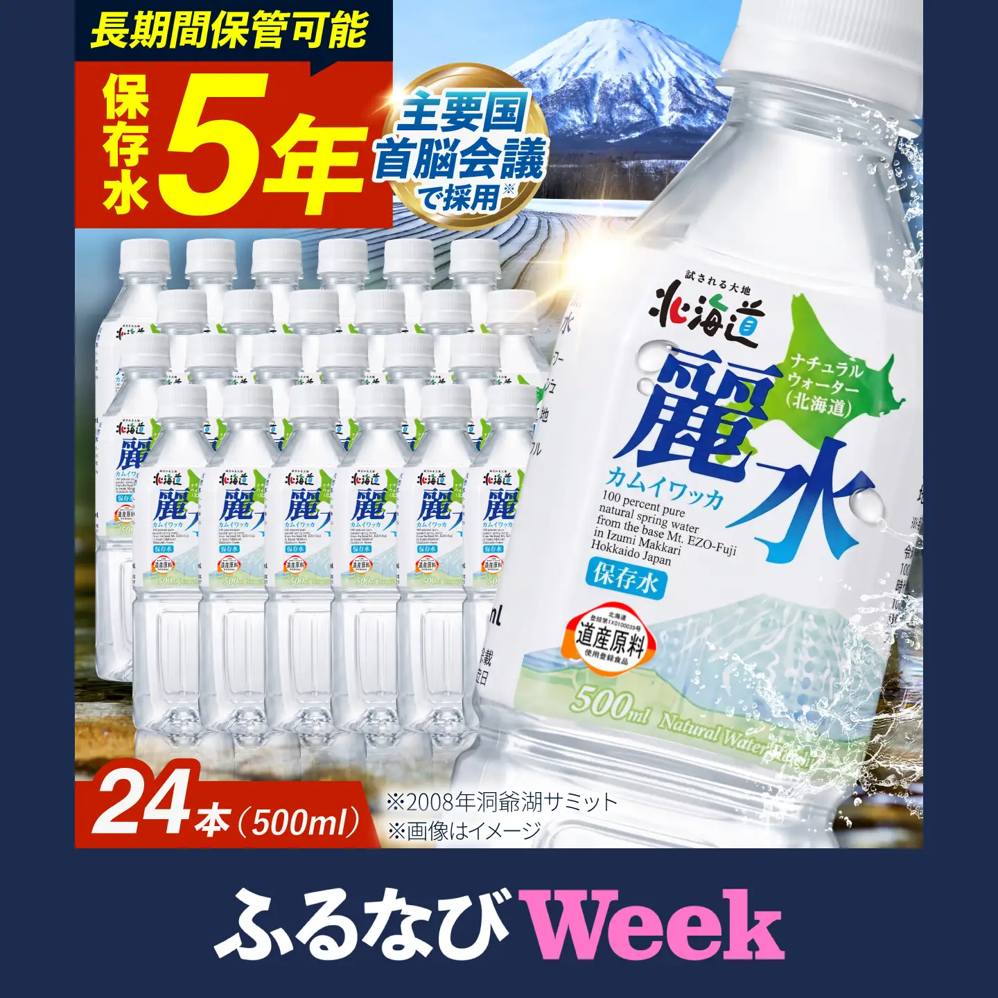 【ふるなびWEEK対象】 ≪5年≫ 保存水 500ml×24本 [BPAI001] 保存水