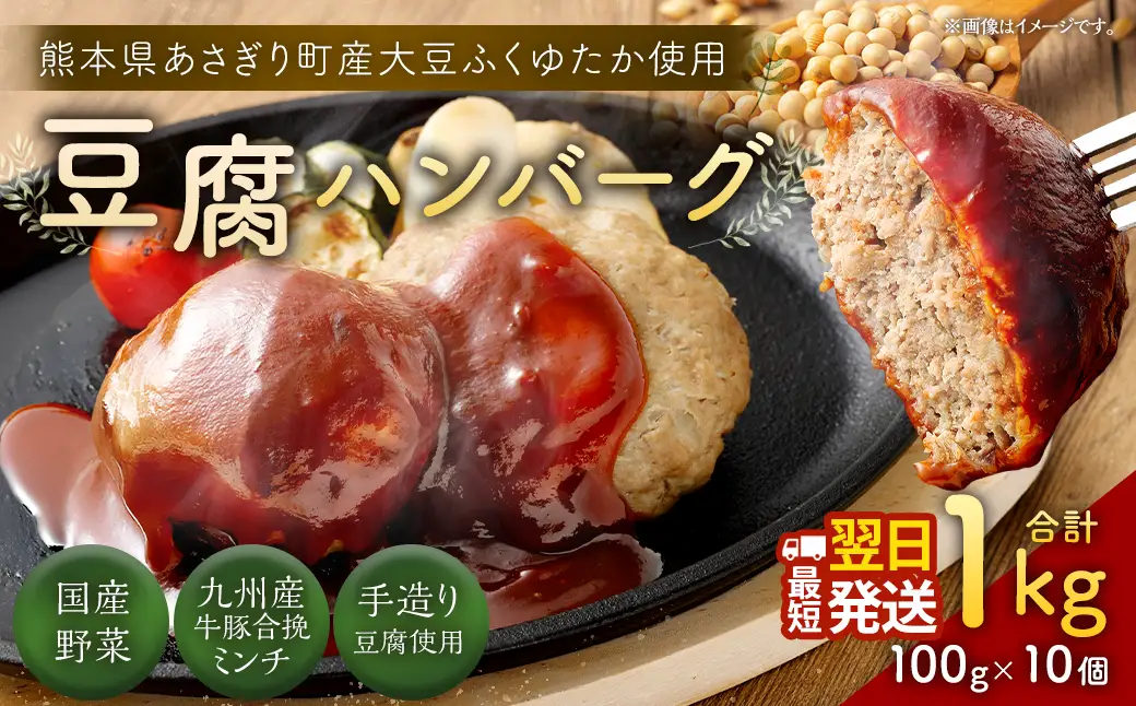 豆腐ハンバーグセット100g × 10個入 豆腐ハンバーグ 冷凍 電子レンジ対応 小分けで便利 ヘルシー 国産 ｜ 熊本県あさぎり町