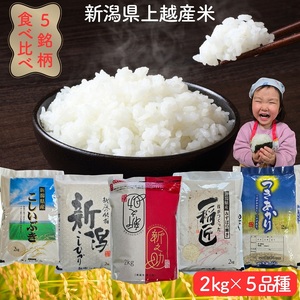 令和8年産 先行予約 新潟県上越市産米 5品種 食べ比べセット コシヒカリ 新之助 こしいぶき つきあかり みずほの輝き 5品種×2kg 計10kg 新米 精米 新潟県 上越市 限定 米ヴィレッジさんわ